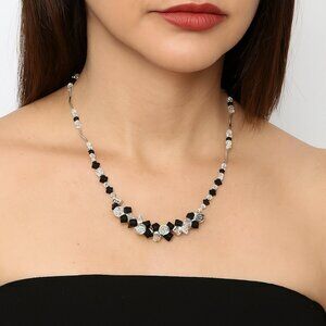 Vintage 925 Silver & Faceted‎ Aurora Borealis Glass Beaded Toggle Jewelry